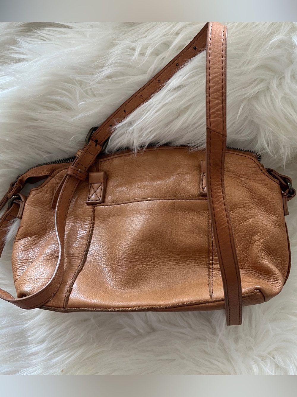 American Leather Co Tan Leather Crossbody Bag with Adjustable Strap Sz 7x9x4 - Picture 1 of 9